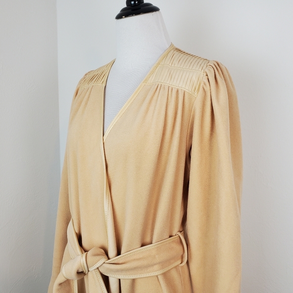 Bill Tice Robe Vintage Pleated Old Hollywood Lounge Comfort Sleep Tan Neutral - Picture 5 of 15